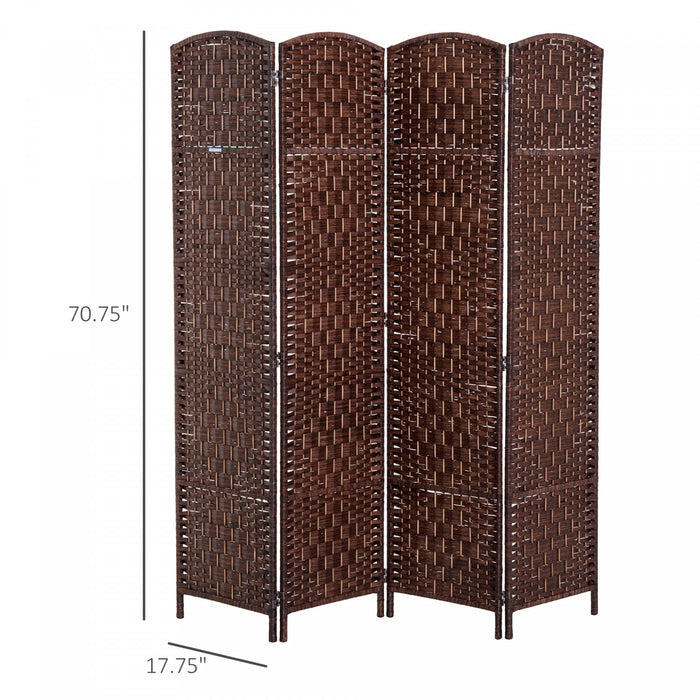 Homcom Double Hinged Woven Wicker Room Divider And Privacy Screens