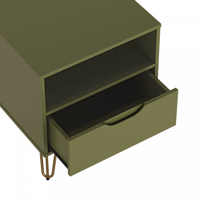 Rockefeller Mid-Century Modern 20\" Nightstand in Olive Green (1-Drawer)