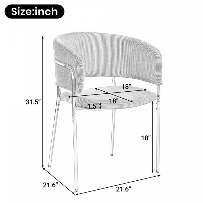 Ethan Set of 2 Modern Corduroy Upholstery Side Chair with Angled Legs and Adjustable Feet,Beige Dining Chair