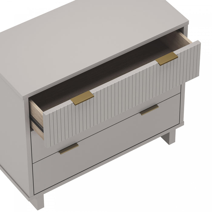 Elara Contemporary 38\" Solid Wood Dresser in Light Gray (3-Drawer)
