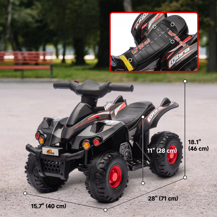 Qaba 6v Kids Atv Quad, 4 Wheeler Battery Powered Ride-On Electric Vehicle For Kids With Music, Forward, For Boys Girls Toddlers Ages 2-6 Years, Black