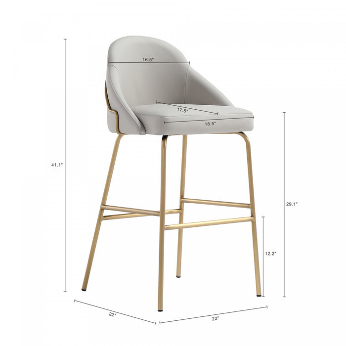 Gracie Modern Metal Upholstered Barstool in Stone Gray and Gold - Set of 3