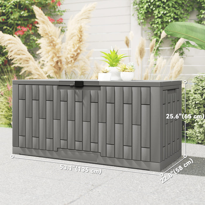 Outsunny 120 Gallon Resin Deck Box, Lockable Outdoor Storage Box