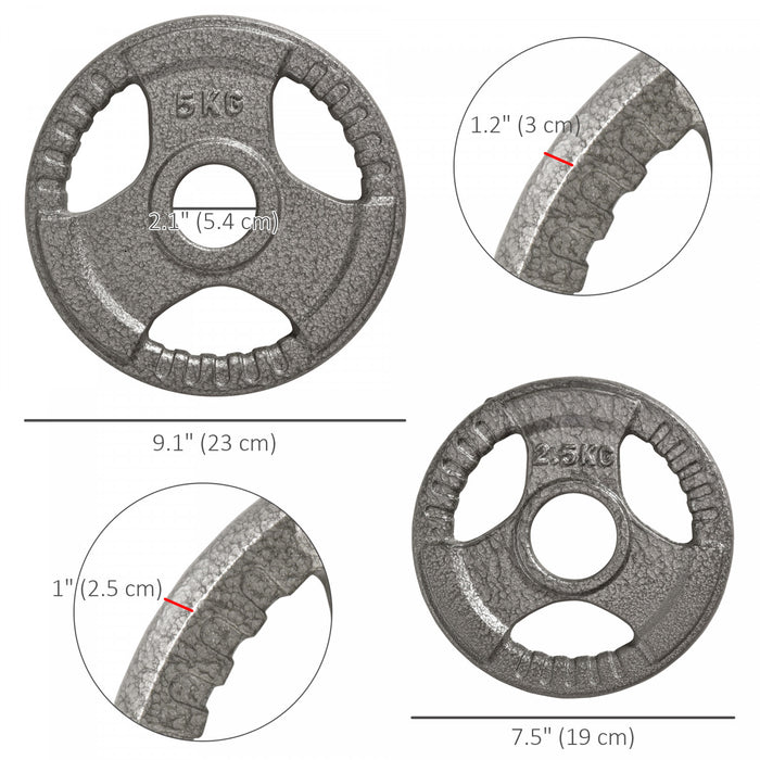 Soozier Set of 4 Weight Plates for 2\"/5cm hole Dumbbell Handle Bar, Silver