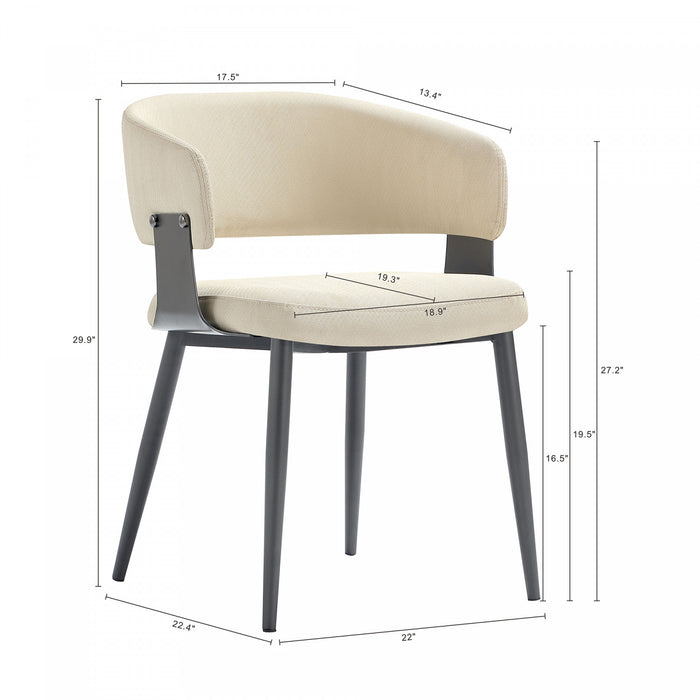 Luce Modern Textured Vegan Leather Metal Dining Chair in Sand - Set of 2