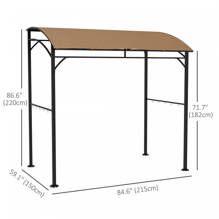 Outsunny 7' X 5' Bbq Grill Gazebo Tent With Steel Frame Hooks Dark Brown