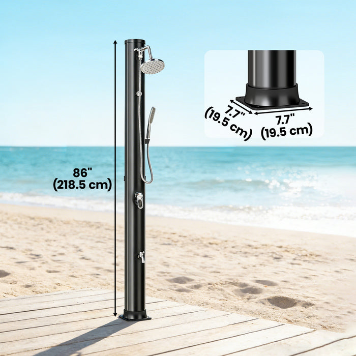 Outsunny 10.6 Gal Solar Heated Shower, 7.2 FT Freestanding Outdoor Shower