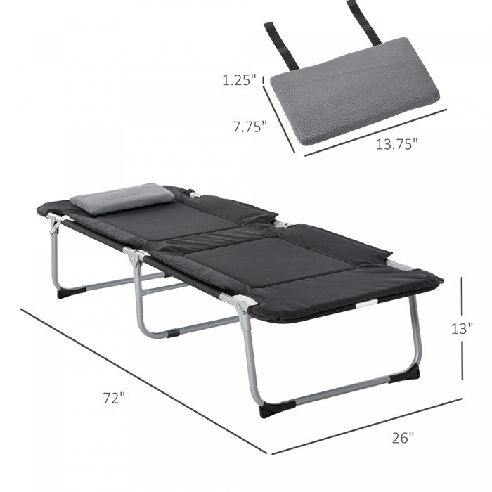 Outsunny Folding Camping Cot Sleeping Beds For Outdoor Hiking, Black