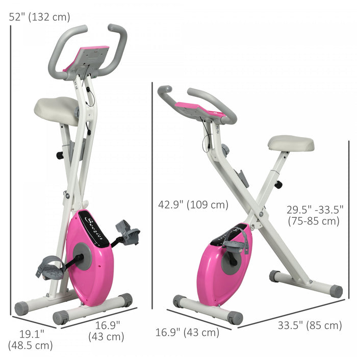 Soozier Foldable Exercise Bike With 8-level Magnetic Resistance, Pink