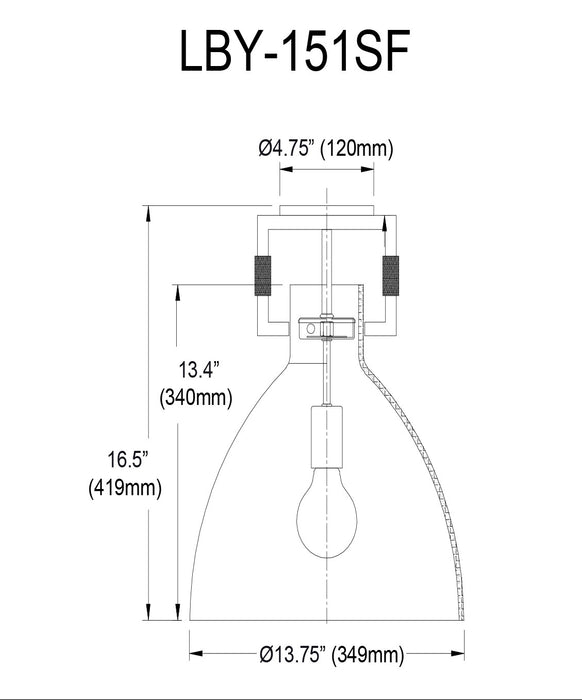 Dainolite Liberty 1 Light Semi-flush Mount Incandescent Polished Chrome Clear Glass Lamp