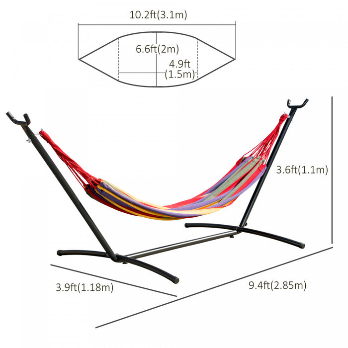 Outsunny Patio Hammock With Stand, Fabric Outdoor Hammock Bed With Stand, Free Standing Adjustable Lounge Chair Includes Portable Carrying Case For Outdoor Or Indoor