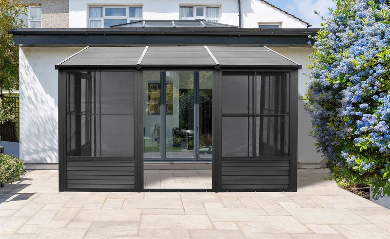 Florence - Wall Mounted Solarium 8x12 Metal Roof In Black
