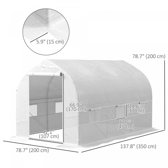 Outsunny 11.5' X 6.6' X 6.6' Portable Walk-in Tunnel Greenhouse, White