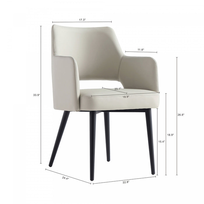 Tremont Modern Vegan Leather Metal Armchair in Stone Gray - Set of 2
