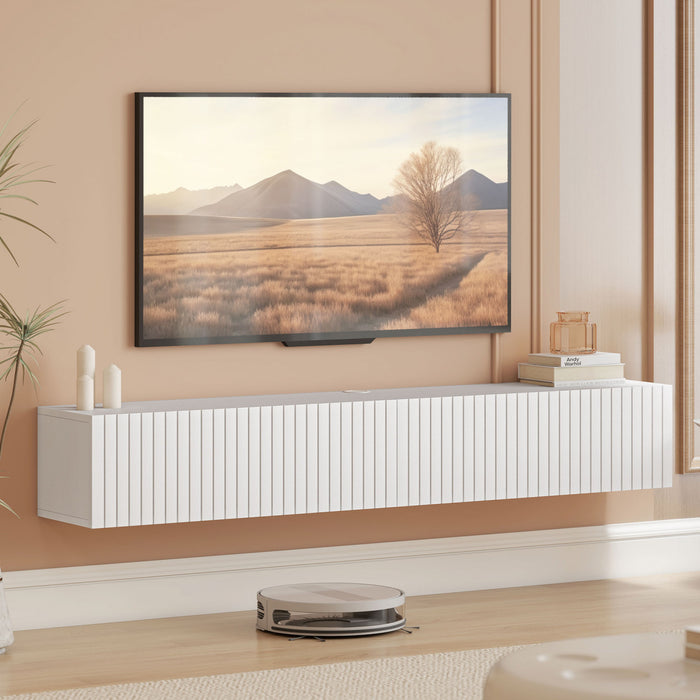 HOMCOM 55\" Floating TV Stand for TVs up to 72 Inch, White
