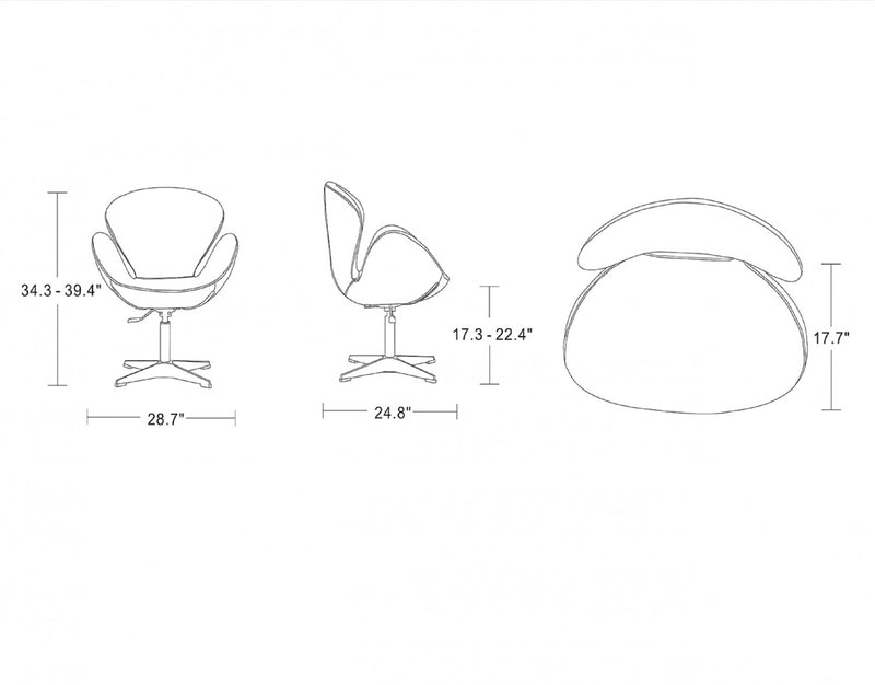 Raspberry Modern Upholstered Swivel Lounge Chair in Blue - Set of 2 Accent Chair