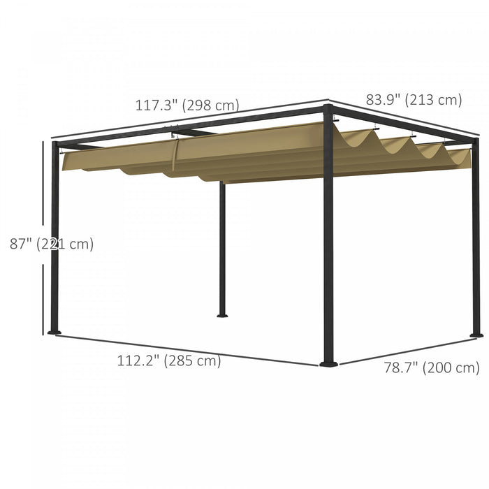 Outsunny 10' X 7' Patio Pergola With Retractable Canopy, Khaki