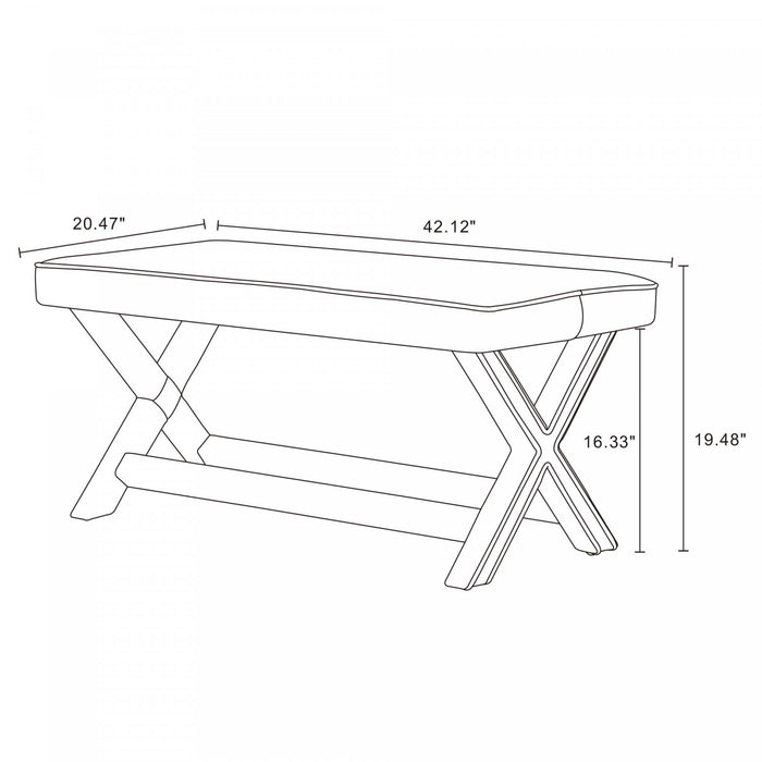 Abigail Mid-Century Modern Upholstered Velvet Accent Bench in Blue