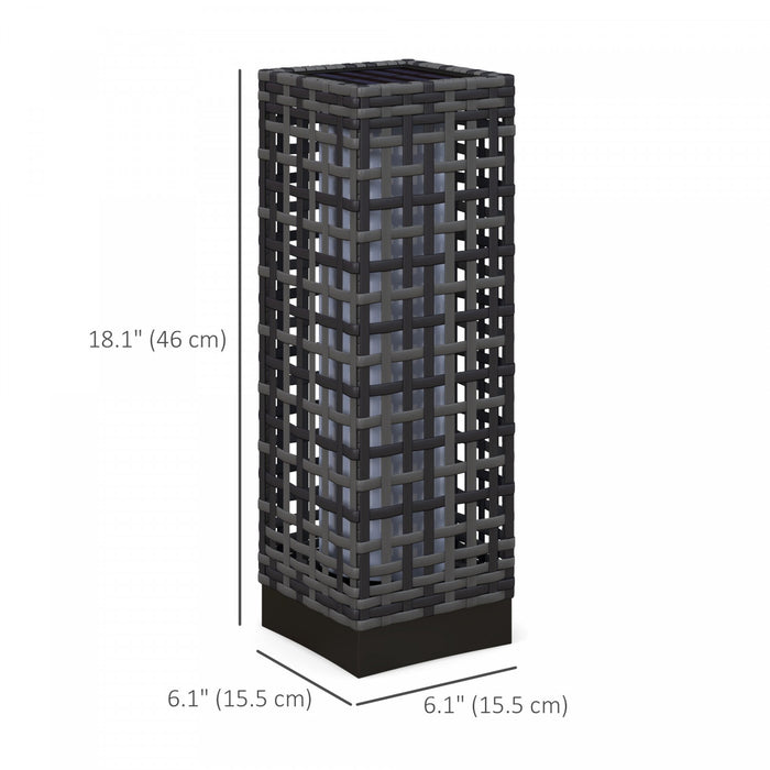 Outsunny Wicker Solar Floor Lamp, Solar Powered Outdoor Lamp with Auto On/Off LED Lights, IP44 Waterproof, Decorative Outdoor Solar Lantern for Patio, Porch, Pathway, Grey