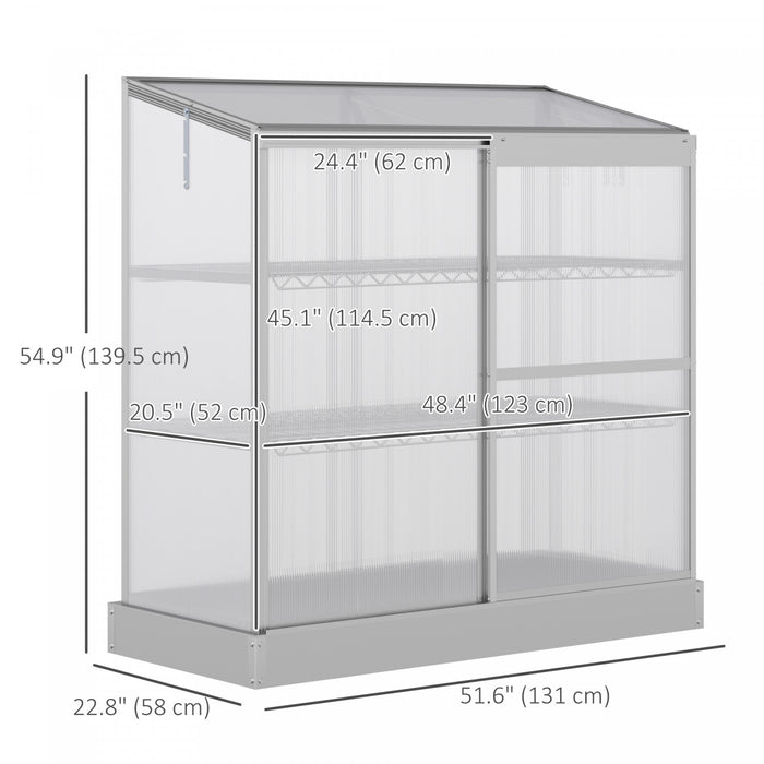 Outsunny 2 Tier Aluminum Cold Frame Greenhouse With Openable Top