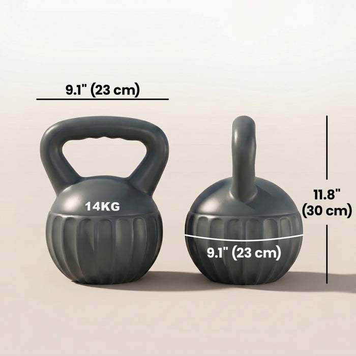 Soozier Kettlebell, 31 lbs Kettle Bell with Non-Slip Handle for Home Gym, Weight Lifting and Strength Training, Grey