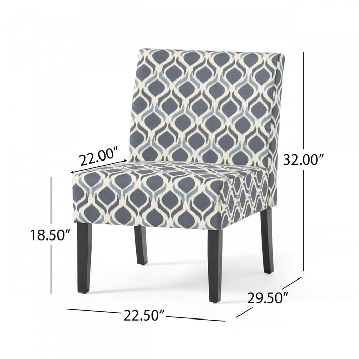 Oliver Linen-look Fabric Accent Chair Set Of 2 With Rubberwood Legs - Blue