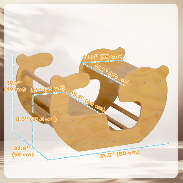 Qaba 2 In 1 Toddler Climbing Toy Indoor, Wooden Baby Arch Climber, Kids Table And Chair Set, Montessori Pikler Baby Indoor Gym Playground For Boys, Girls, Children Age 18-48 Months