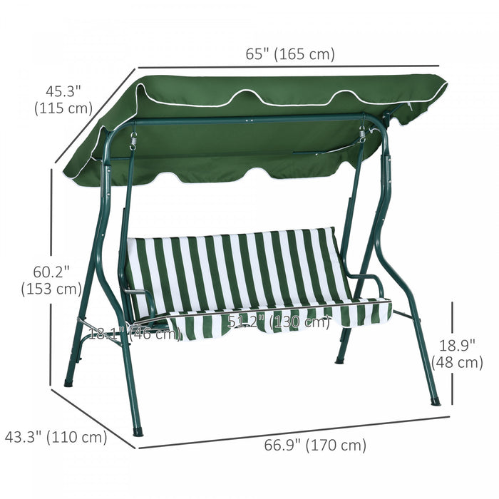 Outsunny 3-seat Patio Swing, Outdoor Swing With Adjustable Canopy