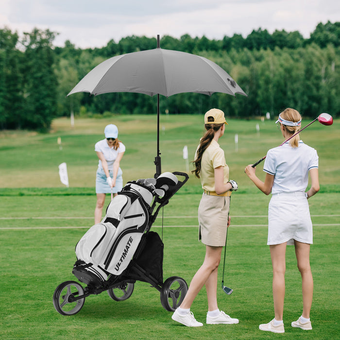 Goplus Folding 3 Wheels Golf Push Cart W/bag Scoreboard Adjustable Handle Grey