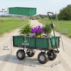 Outsunny Heavy Duty Garden Cart, 660lbs Capacity Utility Wagon Cart with Removable Liner, Quick-Release Sides, 10" Pneumatic Wheels, Adjustable Handle for Beach Lawn Yard, Green