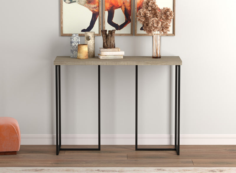 39” Console Table - Dark Taupe With Black Metal
