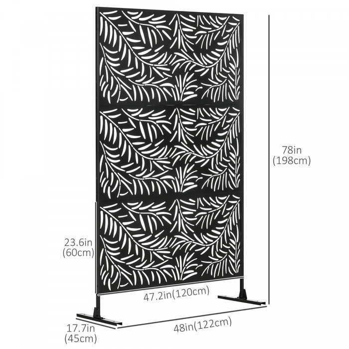 Outsunny Metal Privacy Screen Panel With Expansion Screws Outdoor Divider