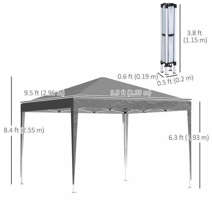 Outsunny 10 X 10ft Folding Pop Up Tent Canopy Outdoor Gazebo, Grey