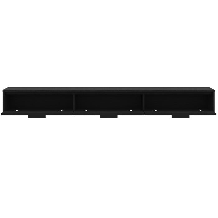 Nordika Slim 72\" Wall-Mounted TV Stand with 3 Storage Cabinets - Black