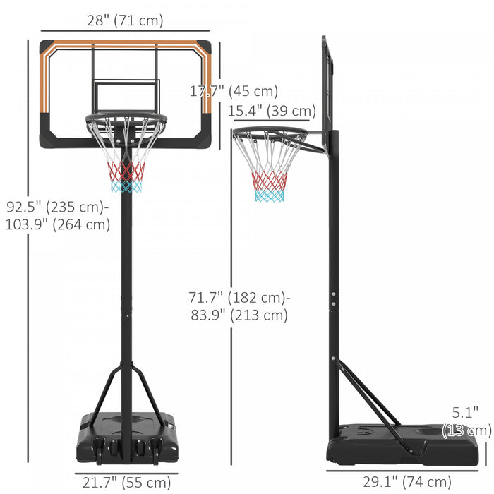Soozier 6-7ft Basketball Hoop And Stand With 18\" Shatterproof Backboard