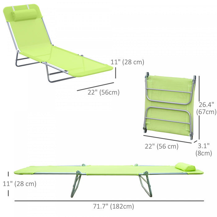 Outsunny Outdoor Lounge Chair, Folding Adjustable Reclining Chair, Green