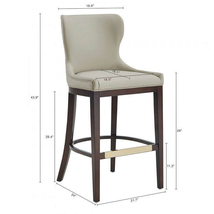 Blair Modern Wood Upholstered Barstool in Stone - Set of 3 Bar Stool