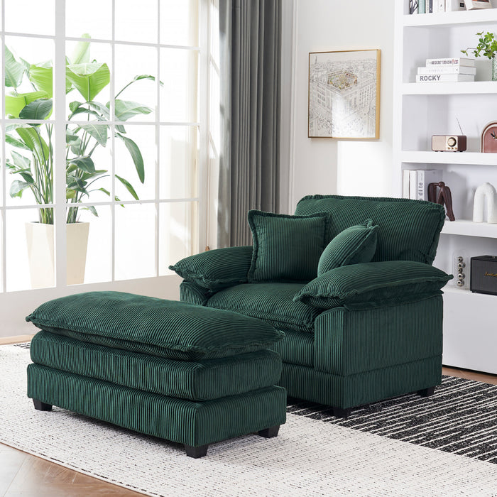 Liam 46.9\" Modern indoor corduroy sofa with 2 soft cushions ,Green Sofa
