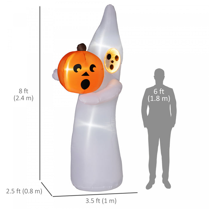 Outsunny 8ft Inflatable Halloween Ghost With Mirror Face, Led Yard Display