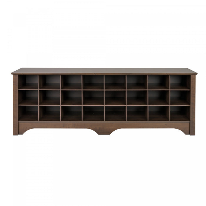 Twenty-Four Pair Shoe Storage Cubby Bench - Espresso