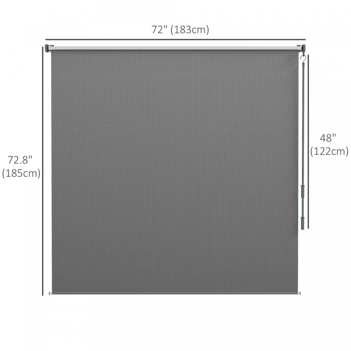 Outsunny Outdoor Roller Shade, 6' X 6' Patio Door Blinds, Light Grey