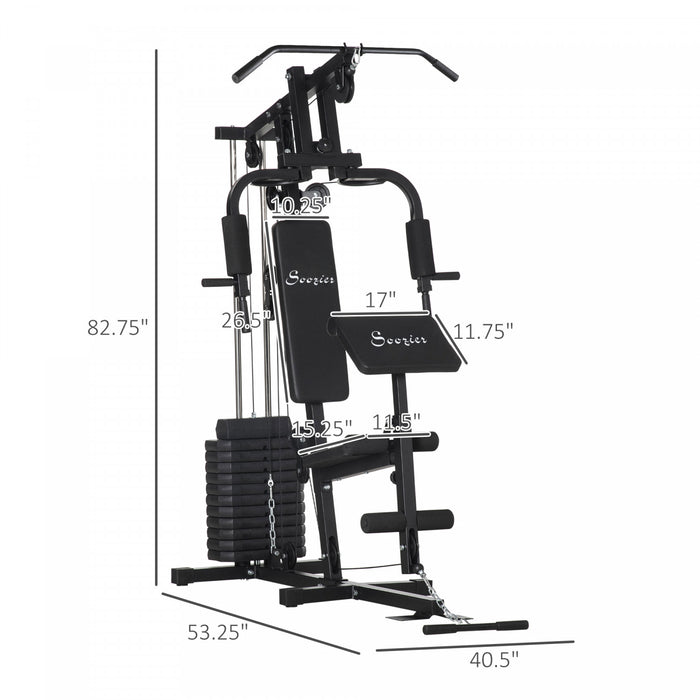 Soozier Home Gym Equipment Weight Training Machine, Multifunction Workout Machine With 143lbs Weight Stack For Full Body Workout And Strength Training
