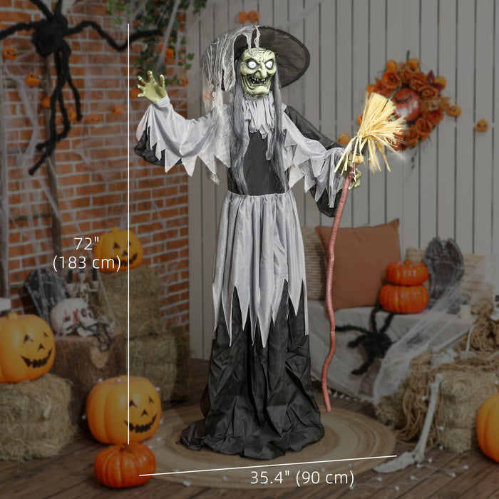 Outsunny Animated Halloween Decoration, Animatronics Witch, Black