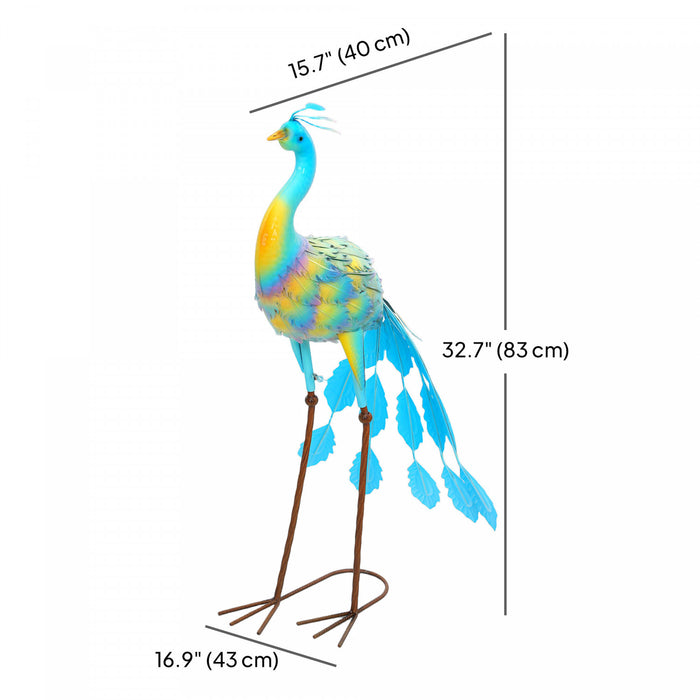 Outsunny Peacock Garden Statue, 32.7\" Standing Steel Lawn Ornament
