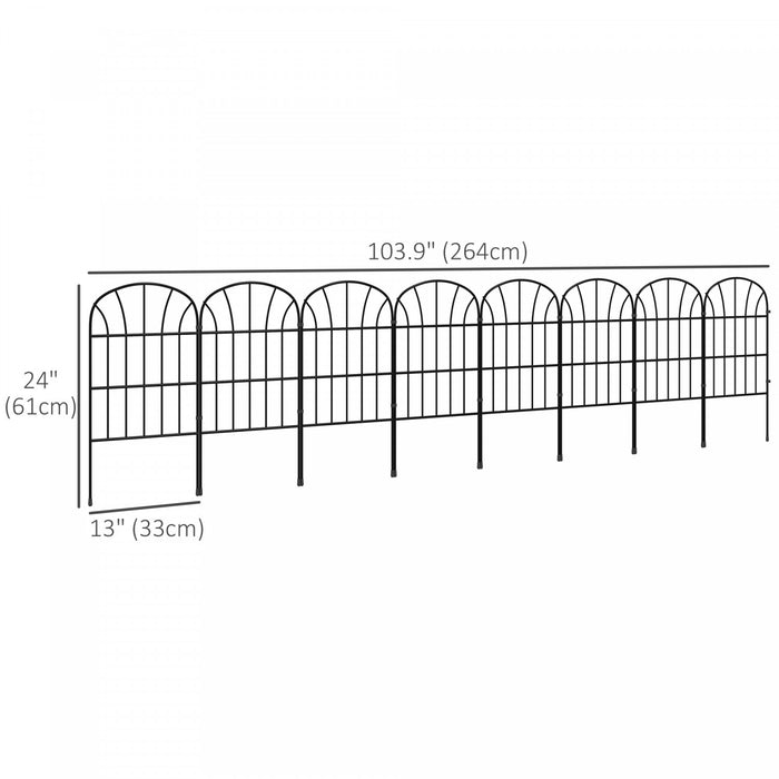 Outsunny 8.7' Garden Fence Metal Border Flower Edging Fencing, Pack of 8