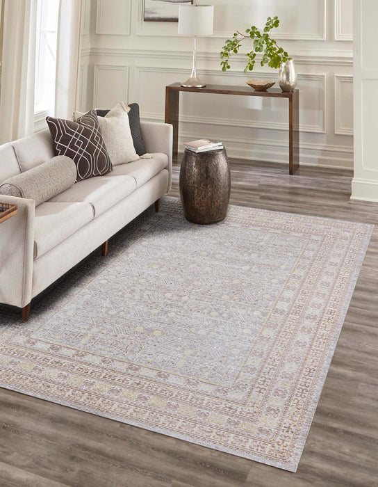 Valeria Traditional 7'10\" x 10'6\" Area Rug in Grey Indoor Area Rug