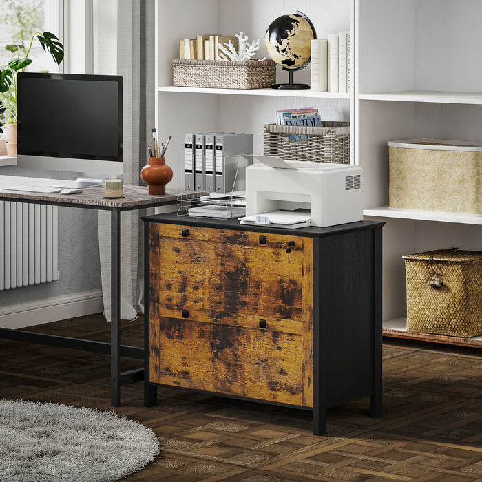 HOMCOM 2 Drawer Lateral File Cabinet for Letter, A4, Legal Size, Rustic