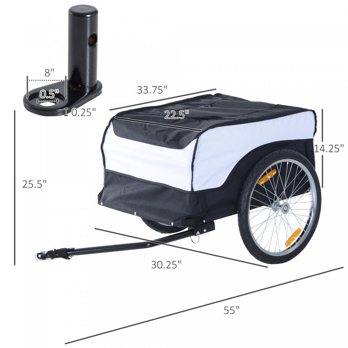 Homcom Bike Cargo Trailer Bicycle Luggage Carrier Cart With Cover White Black