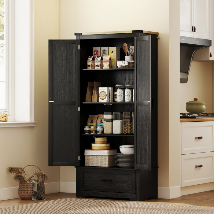 HOMCOM 69\" Tall Kitchen Storage Cabinet with Adjustable Shelves