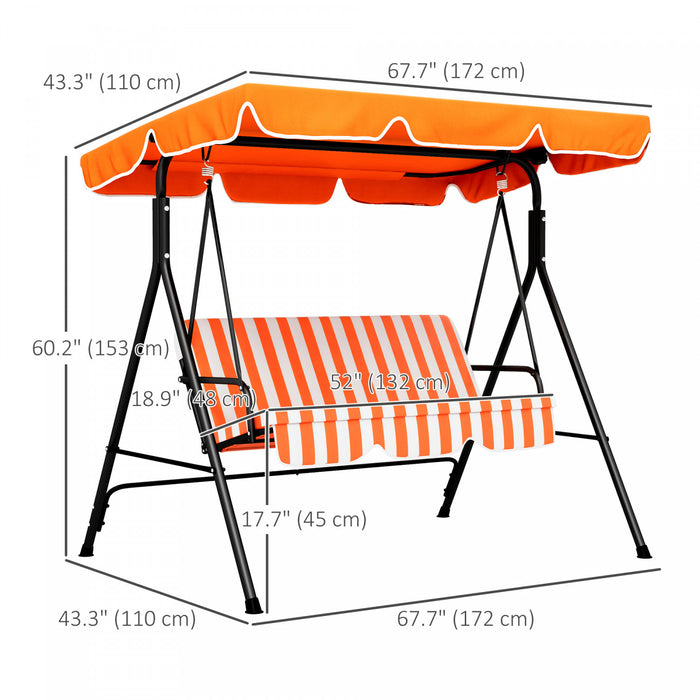 Outsunny 3-seat Patio Swing Chair With Adjustable Canopy Orange